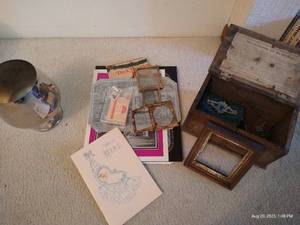 lot 181 image: Misc. Antique Things Keys, Photo frames, Silver Plate Vase, Etc.