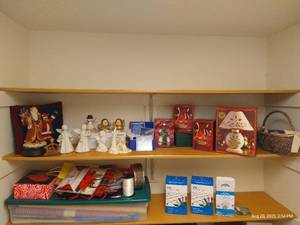 lot 214 image: Christmas Decor, Wrapping, Lights, Lenox Candle Holders, Etc