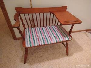 lot 216 image: Sturdy Vintage Wood Telephone Bench