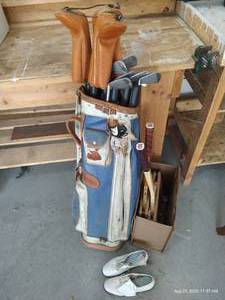 lot 277 image: Vintage Rackets, Clubs & Golf Shoes
