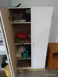 lot 296 image: White Garage Cabinet w Contents