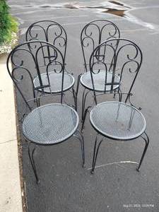 lot 303 image: Four Black Metal Patio Chairs