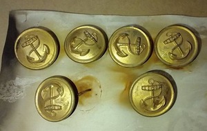 lot 317 image: (6) Vintage Navy Buttons