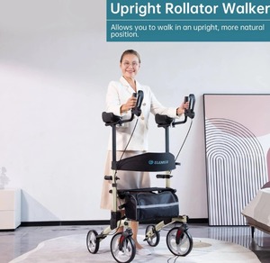 lot 3 image: MSRP $300 All Terrain&nbspUpright Walker Stand Up Folding Rollator - Folds Down To Transport In Trunk Of Car&nbsp10 Front Wheels, Backrest, Seat and Padded Armrests for Seniors and Adults - Great Condition - Bag Not Included