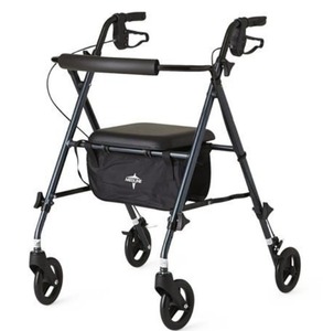 lot 11 image: MSRP $150 NEW In Open Box Medline Guardian Superlight Rollator Walker With Bag, Padded Seat & Backrest -&nbspHeight-adjustable arms and legs for a perfect fit accommodates users 411 to 64 