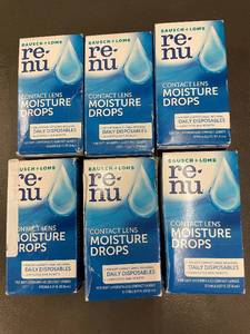 lot 15 image: Lot of 6 Bausch  Lomb Renu Contact Lens Moisture Drops 0.27oz Each