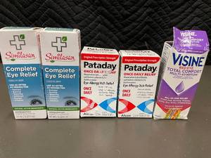 lot 18 image: Lot of 5 Eye Relief Drops Similasan, Pataday, Visine Assorted
