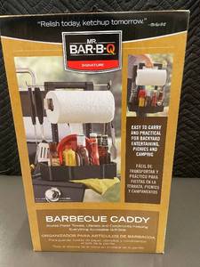 lot 29 image: Mr. Bar-B-Q Signature Barbecue Caddy with Adjustable Hooks and Removable Compartments