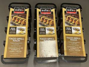 lot 48 image: Set of 3 Mr. Bar-B-Q Taco Grill Racks Holds 4 Tacos Each