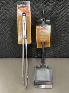 lot 57 image: Mr. Bar-B-Q Oversized Grill Brush and Extra Long Locking Tongs Set