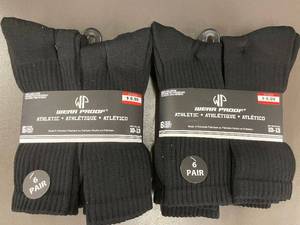 lot 235 image: Lot of 12 Wear Proof Athletic Crew Socks, Size 10-13, Black