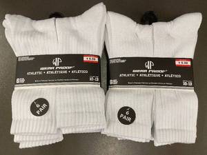 lot 240 image: Lot of 12 Wear Proof Athletic Crew Socks Size 10-13 White