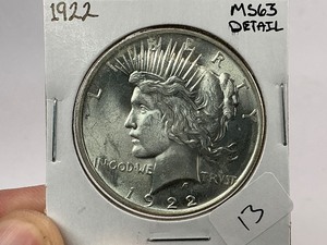 lot 13 image: 1922 Peace Silver Dollar
