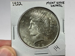 lot 14 image: 1922 Peace Silver Dollar