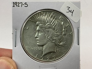 lot 34 image: 1927-S Peace Silver Dollar