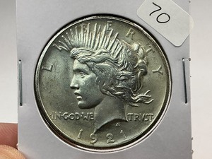 lot 70 image: 1921 Silver Peace Dollar  1 of 24 Coin in Complete Set