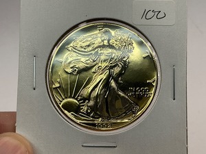 lot 100 image: 1992 24k Gold Plated American Silver Eagle
