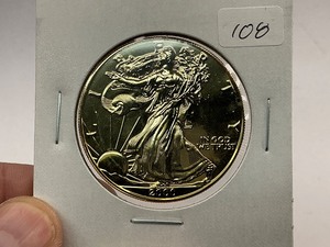 lot 108 image: 2000 24k Gold Plated American Silver Eagle