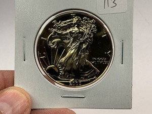 lot 113 image: 2005 24k Gold Plated American Silver Eagle