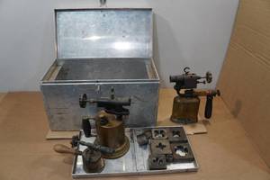 lot 181 image: Vintage Torches with Pipe Thread Dies in Stainless Case