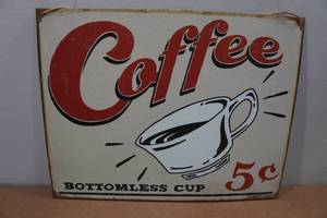 lot 121 image: Novelty Metal Sign - Coffee