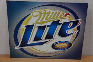 lot 122 image: Novelty Metal Sign - Miller Lite