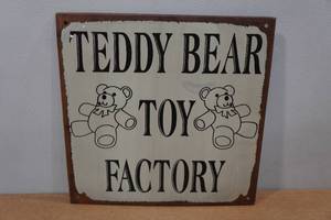 lot 124 image: Novelty Metal Sign - Teddy Bear Toy Factory