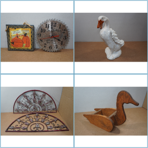 lot 134 image: Assorted Home Dcor - Halfmoon Metal Wall Dcor, Goose Statues