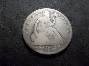 lot 40 image: 1854 O Seated LIberty Half Dollar With Rays