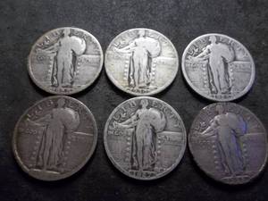 lot 49 image: 6-Standing Libery Quarters