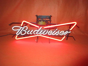 lot 28 image: Budweiser Neon Sign 12x29