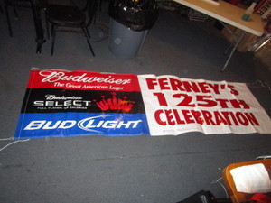 lot 38 image: Budweiser Ferney 125th Celebration Banner 34x112