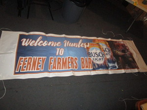 lot 39 image: Busch Light Ferney Farmers Bar Welcome Hunters Banner 34x112