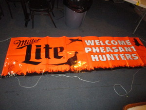 lot 40 image: Miller Lite Welcome Pheasant Hunters Banner 34x112