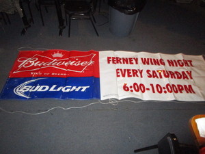 lot 41 image: Budweiser Ferny Wing Night Banner 34x112