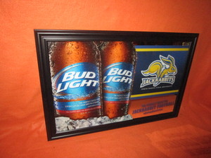 lot 53 image: Bud Light SDSU Jackrabbits Football Framed Mirror 24x36