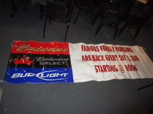 lot 58 image: Budweiser Famous Ferney Burgers Banner 34x112
