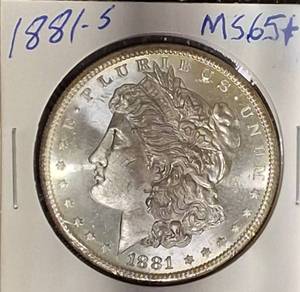 lot 8 image: 1881-S Morgan SIlver Dollar MS65