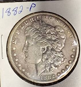 lot 9 image: 1882-P Morgan Silver Dollar