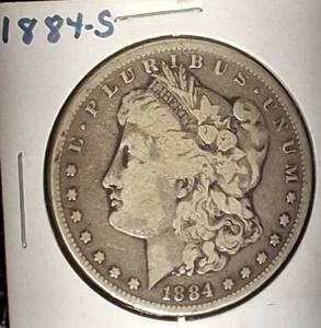 lot 13 image: 1884-S Morgan Silver Dollar