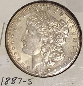 lot 15 image: 1887- S   Morgan Silver Dollar