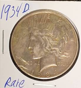 lot 25 image: 1934- D  Peace Silver Dollar Rare