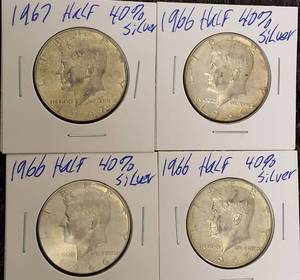 lot 29 image: 4 Kennedy  40% Silver Halfs