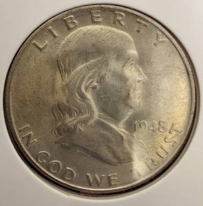 lot 30 image: 1848- D   Franklin Half   MS64