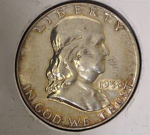 lot 31 image: 1958- D   Franklin Half  from Mint Set - NICE