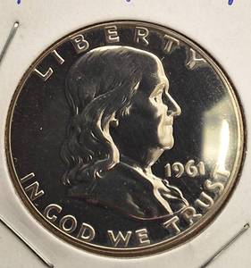 lot 32 image: 1961- P   Franklin Half Proof MS70