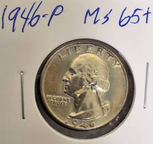 lot 36 image: 1946- P  Washington Quarter  MS65