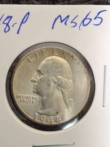 lot 37 image: 1948- P  Washington Quarter  MS65