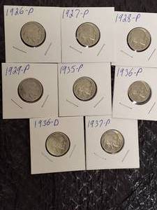 lot 39 image: 8- Different Buffalo Nickels