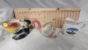 lot 44 image: Mid Century Swan Planter, Squirrel Planter and Additional Misc